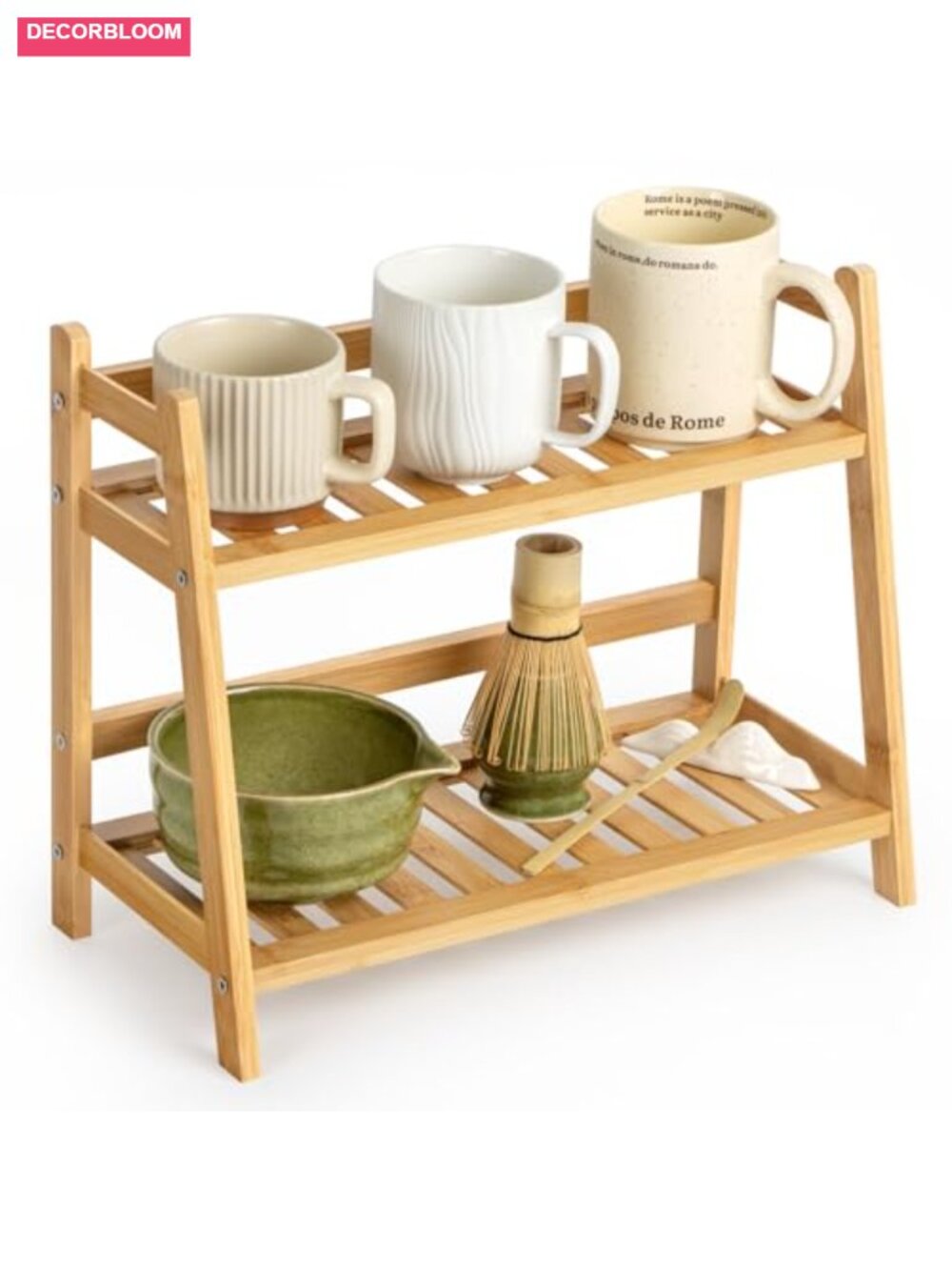 Bamboo 2-Tier Countertop Coffee Organizer for Matcha Station